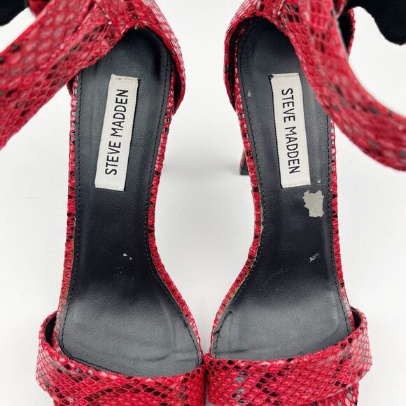 Steve Madden Red Snake Print Heels Size 8 - Picture 6 of 13
